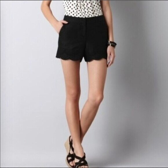LOFT Scallop Jacquard Riviera Shorts Womens Black - Picture 1 of 12